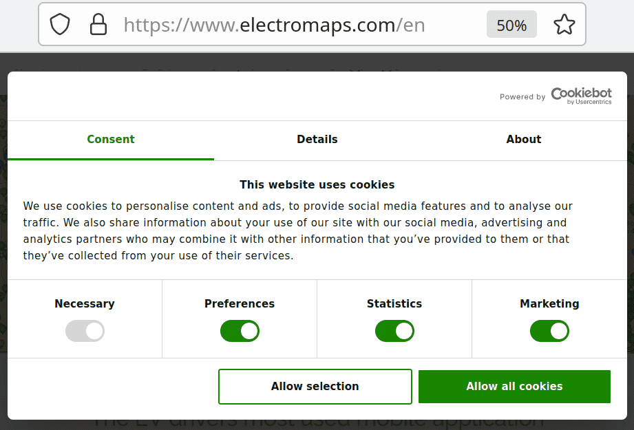 Electromaps - Vorauswahl