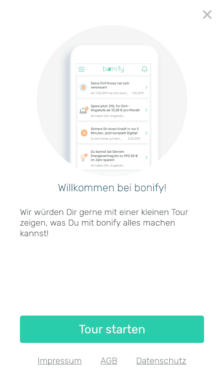 Bonify-App Start-Screen