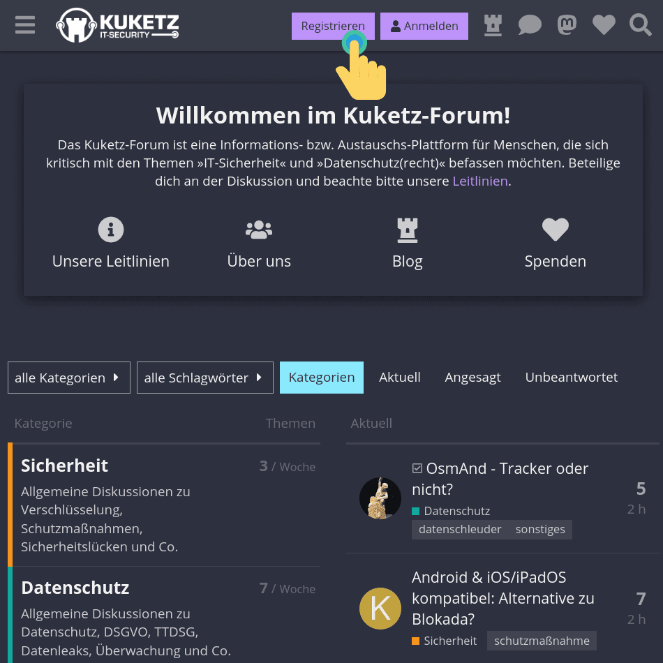 Forum Startscreen
